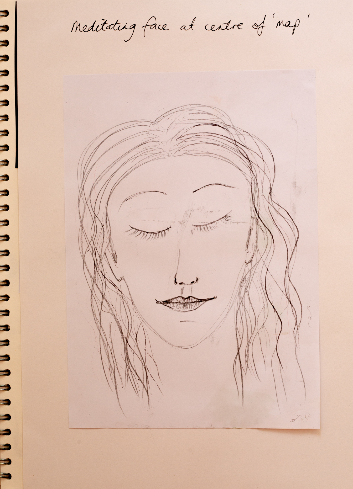 Very early on I had the idea for a meditating face to be the focal point of my map of mindfulness